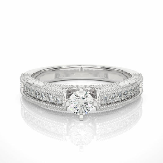 0.50 Ct Round Cut Vintage Diamond Ring With Accents