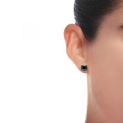 Luxury 7 Ct Square Cut Black Diamond Stud Earrings
