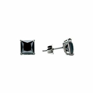 Luxury 7 Ct Square Cut Black Diamond Stud Earrings