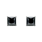 Luxury 7 Ct Square Cut Black Diamond Stud Earrings