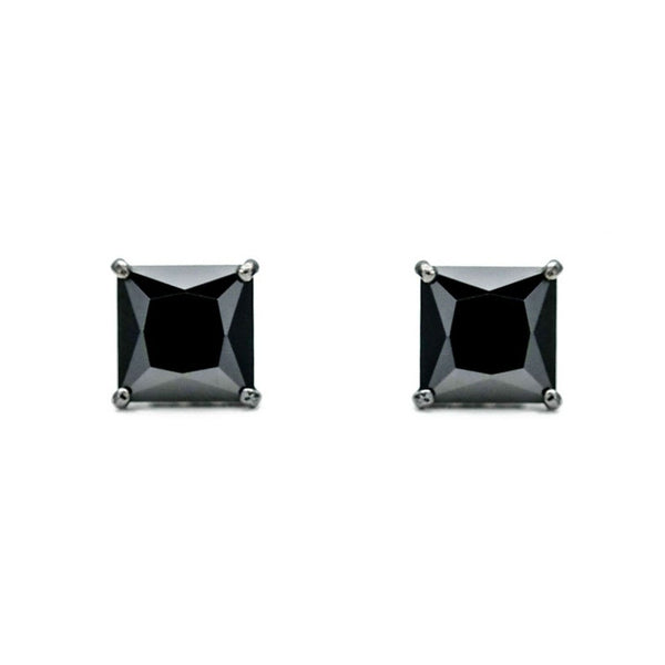 Luxury 7 Ct Square Cut Black Diamond Stud Earrings