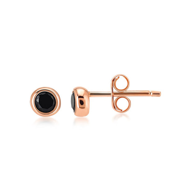 Classic 0.66 Carat Black Diamond Stud Earrings in Rose Gold 950 Platinum