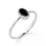 Unique 2 Carat Design Oval Cut Black Diamond Solitaire Engagement Ring