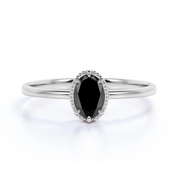Unique 2 Carat Design Oval Cut Black Diamond Solitaire Engagement Ring Black Diamond Engagement Ring