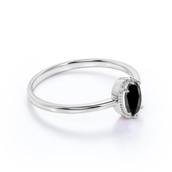 Unique 2 Carat Design Oval Cut Black Diamond Solitaire Engagement Ring Black Diamond Engagement Ring