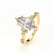 Angled View Of 2.18ct Marquise Lab Diamond Ring with Accent Stones