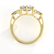 Metal View Of 3.75 Ct Three Stone Lab Diamond Ring with Pear Side Stones Lab Diamond