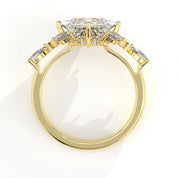 Metal View Of 2.78 Ct Princess Cut Lab Diamond Ring with Marquise, Pear Side Stones