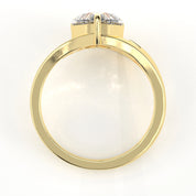 Metal View Of 2ct Heart Shape Lab Grown Diamond Ring with Nature Inspired Leaf Design
