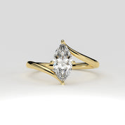 Front View Of 1 Ct Marquise Cut Diamond Promise Ring with Modern Open Band