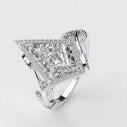 Angled View Of 2.88ct Kite Shape Halo Lab Created Diamond Engagement Ring