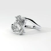 Side View of 1.92ct Pear Shape Lab Grown Diamond Bypass Ring with Curved Split Band