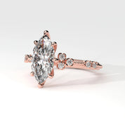 Side View Of 2.18ct Marquise Lab Diamond Ring with Accent Stones