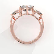 Metal View Of 3.75 Ct Three Stone Lab Diamond Ring with Pear Side Stones Lab Diamond