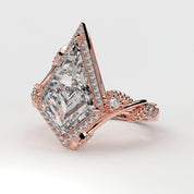 Side view of 2.88ct Kite Shape Halo Lab Created Diamond Engagement Ring