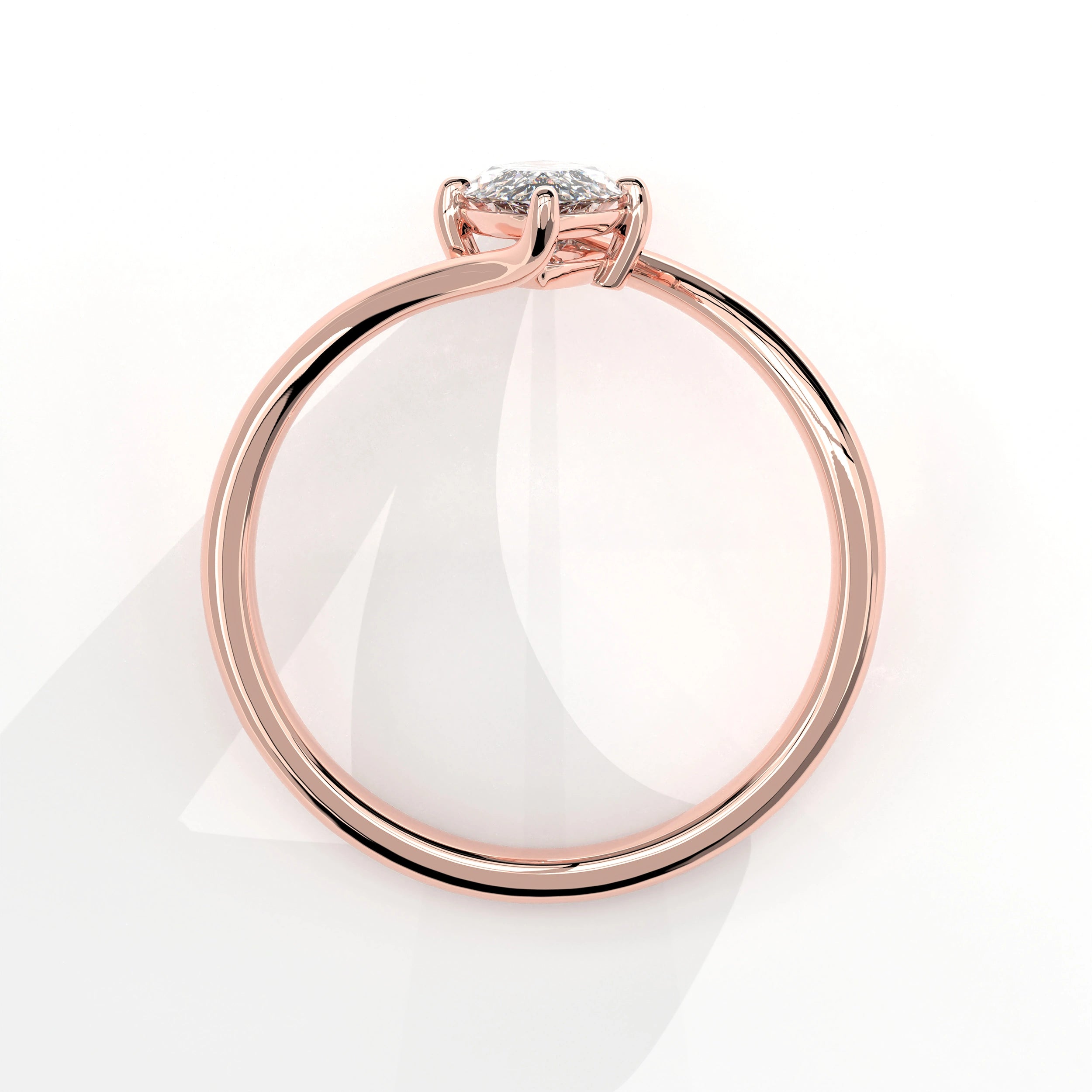 Metal View Of 1 Ct Marquise Cut Diamond Promise Ring with Modern Open Band