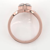 Metal View Of 2ct Heart Shape Lab Grown Diamond Ring with Nature Inspired Leaf Design