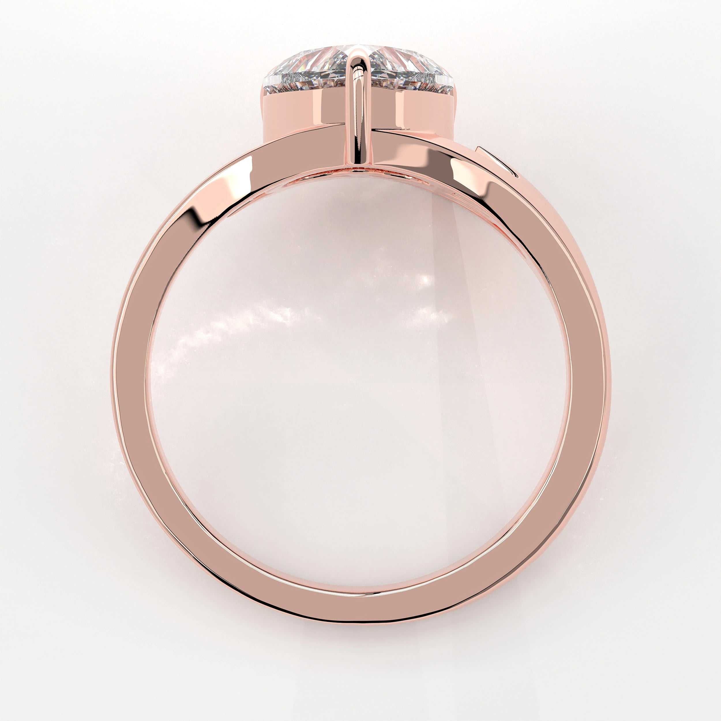 Metal View Of 2ct Heart Shape Lab Grown Diamond Ring with Nature Inspired Leaf Design