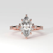 Front View Of 2.18ct Marquise Lab Diamond Ring with Accent Stones