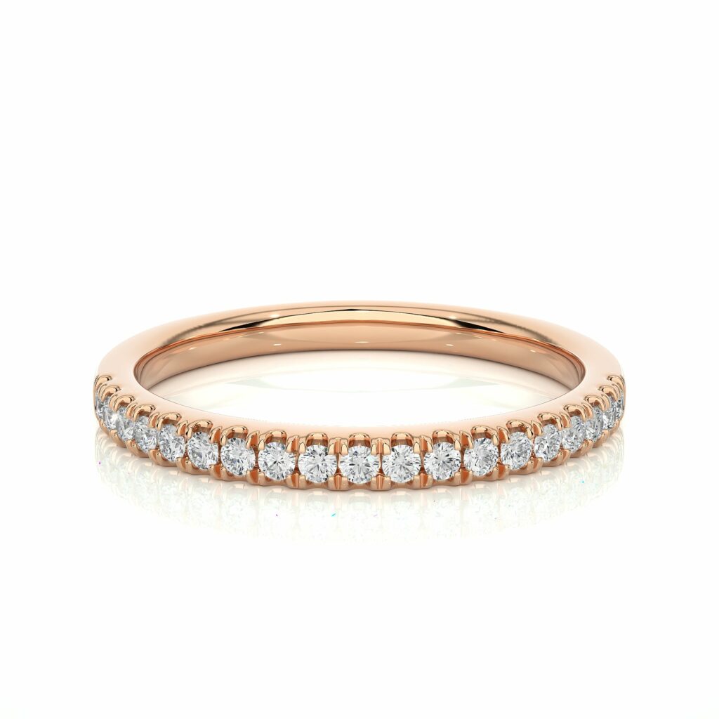 0.23 Carat Round Cut V Prong Setting Diamond Half Eternity Wedding Band 18K Rose Gold Natural Diamond Black Diamond Wedding Rings