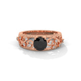 1.50 Ct Vintage Style Black Diamond Engagement Ring with Filigree Detail