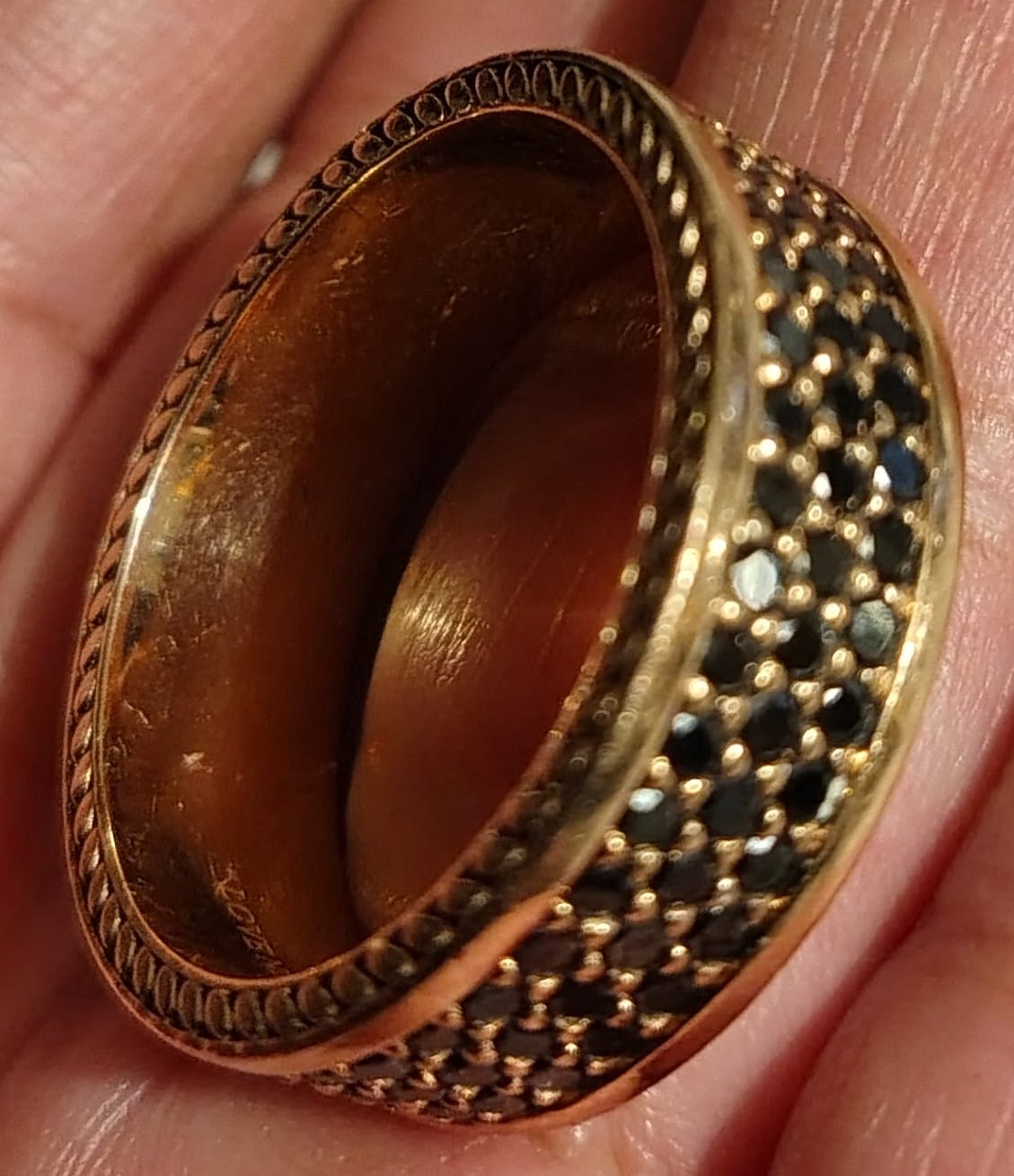 Black diamond eternity wedding band with 14k rose gold -Custom order Eternity Wedding Rings