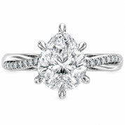 Front View Of 1.72 Ct Pear Cut Diamond Engagement Ring in Pavé Infinity Twist Setting