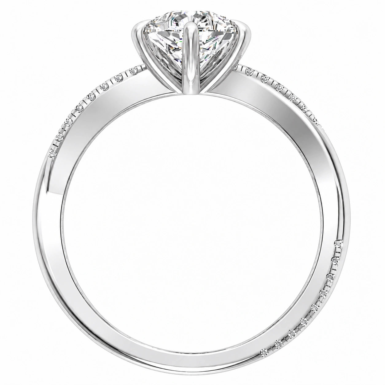 Metal View of 1.72 Ct Pear Cut Diamond Engagement Ring in Pavé Infinity Twist Setting