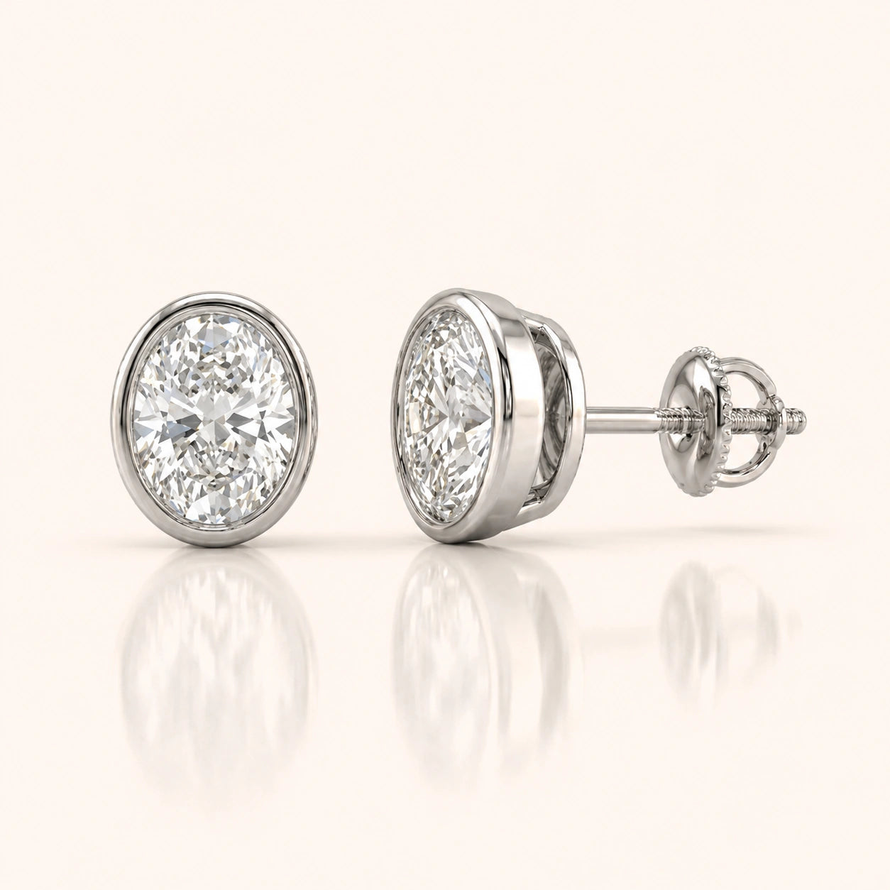 Oval Diamond Earrings in Multiple Settings & Carat