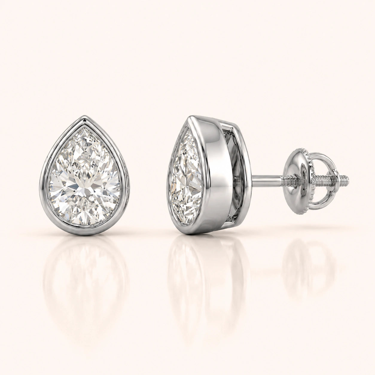 0.50 CT to 5 CT Pear Diamond Stud Earrings in Multiple Settings