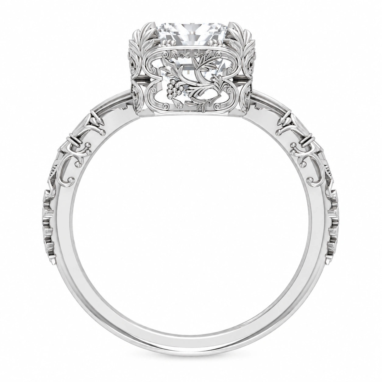 Metal View Of 2.5 Ct Emerald Cut Diamond Solitaire Engagement Ring with 4-Prong Setting