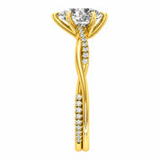 Side View of 1.72 Ct Pear Cut Diamond Engagement Ring in Pavé Infinity Twist Setting