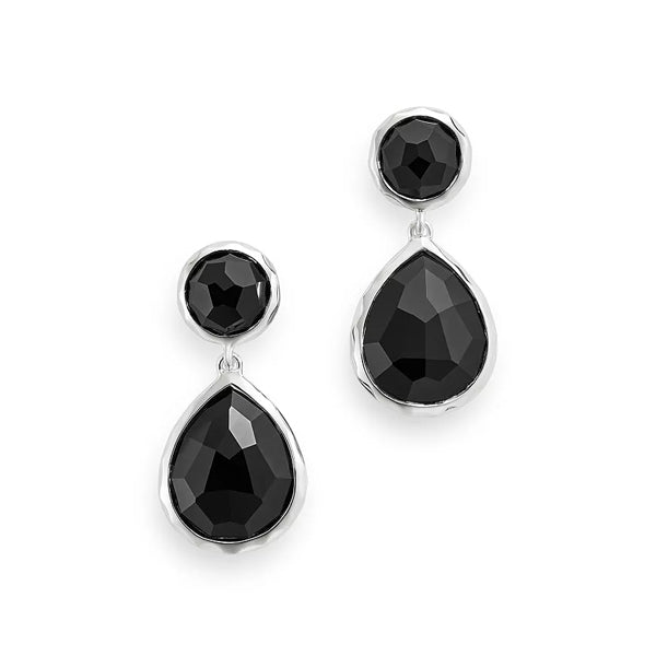 15 Carat Pear Shape Black Diamond Stud Earrings in White Gold