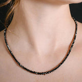 32 Inch Faceted Black Diamond Bead Necklace