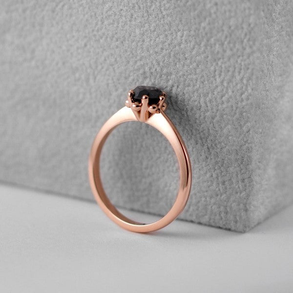 1.25 Ct Round Cut Diamond Solitaire Black Diamond Ring Black Diamond Engagement Ring