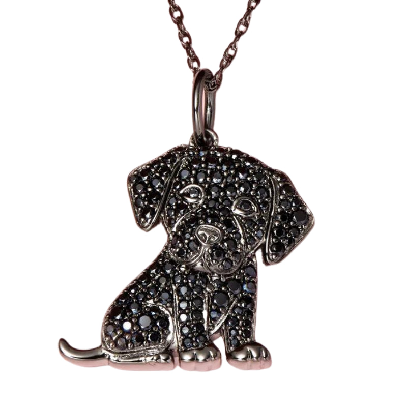 1.55 Carat Halloween Puppy Black Diamond Pendant Necklace