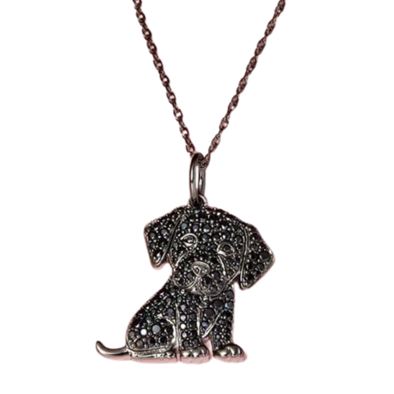 1.55 Carat Halloween Puppy Black Diamond Pendant Necklace