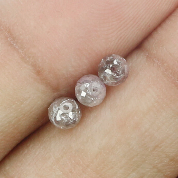 3 Carat Gray Faceted Diamond Beads Lot