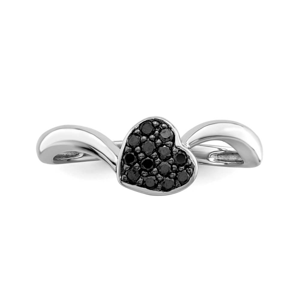 0.10 Ct Round Cut Heart Shaped Pave Set Black Diamond Ring Black Diamond Engagement Ring