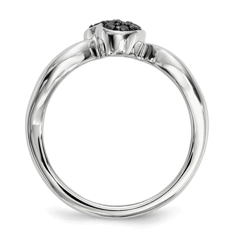 0.10 Ct Round Cut Heart Shaped Pave Set Black Diamond Ring Black Diamond Engagement Ring