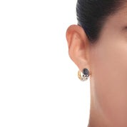 1.32 Carat Huggie Black & White Diamond Earrings