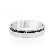 0.31 Ct Round Cut Channel Setting Black Diamond Half Eternity Wedding Band Men's Wedding Rings