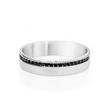 0.31 Ct Round Cut Channel Setting Black Diamond Half Eternity Wedding Band