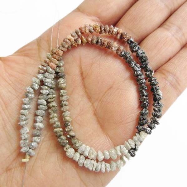 16 Inch Mixed Color Uncut Diamond Beads Necklace