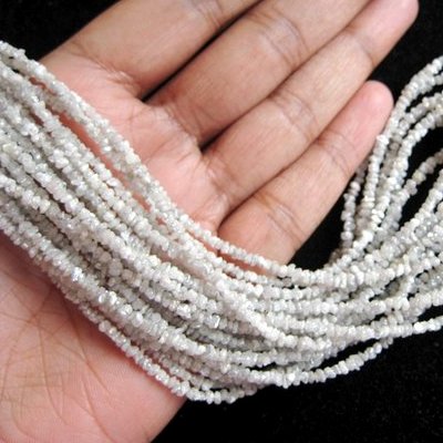 18 Inch White Uncut Diamond Beads