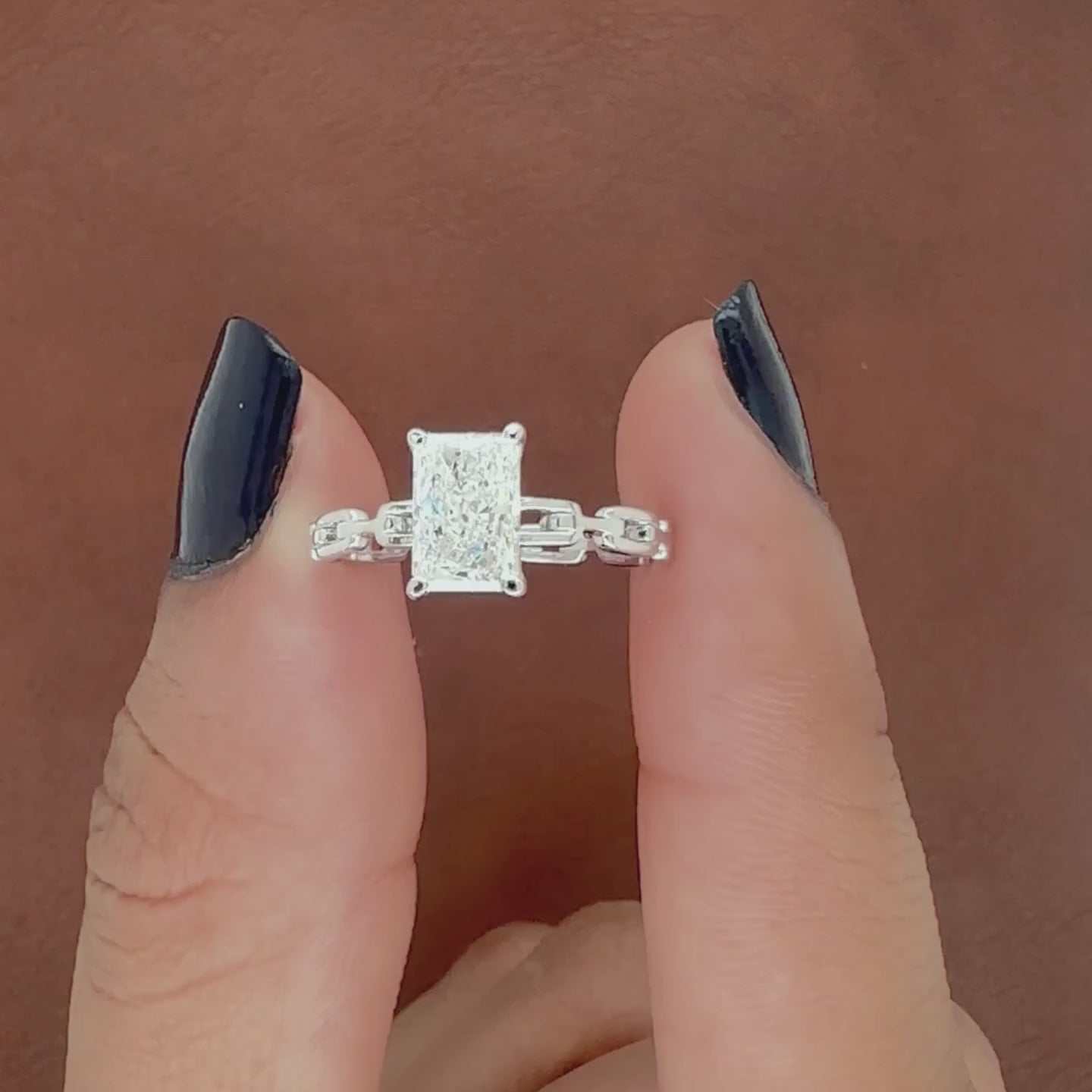 1 Carat Radiant Cut Lab Grown Diamond Cuban Link Ring