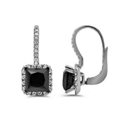Shop 3.46 Ct Princess Cut Halo Black & White Diamond Earrings