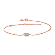 0.25 Ct Baguette Shaped Bezel Set Solitaire Lab Diamond Bracelet 18K Rose Gold