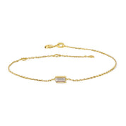 0.25 Ct Baguette Shaped Bezel Set Solitaire Lab Diamond Bracelet 18K Yellow Gold