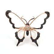 0.80 Carat Round Cut Butterfly Black And White Diamond Ring Black Diamond Engagement Ring